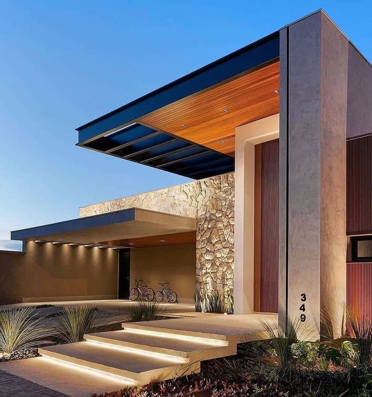 Fachada de obra em execução com volumetria moderna